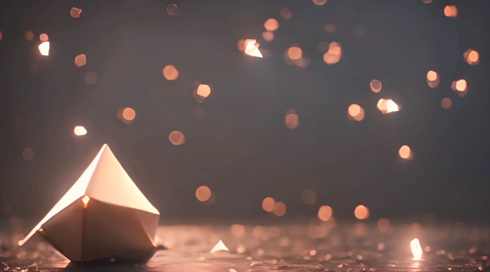 Ethereal Geometric Shape with Warm Glowing Particles Backdrop
